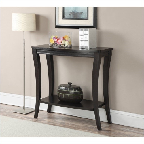 CONVENIENCE CONCEPTS  Newport Console Table With Shelf In Espresso Wood Finish