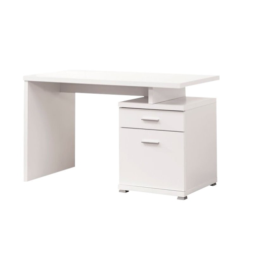Coaster Contemporary Desk with Cabinet in White