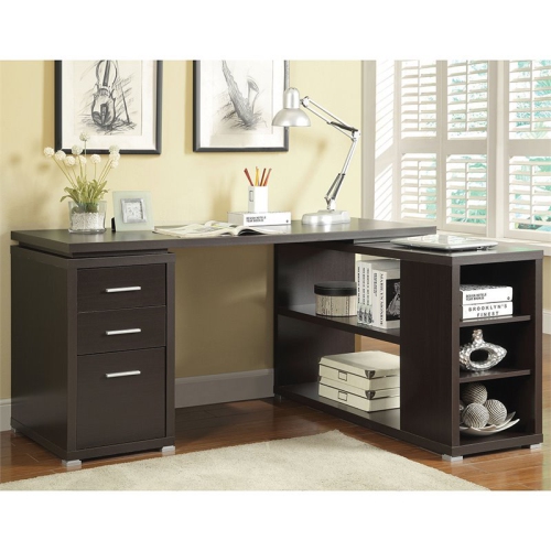 Coaster Yvette L Shaped Writing Desk in Cappuccino