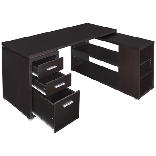 Coaster Yvette L Shaped Writing Desk in Cappuccino