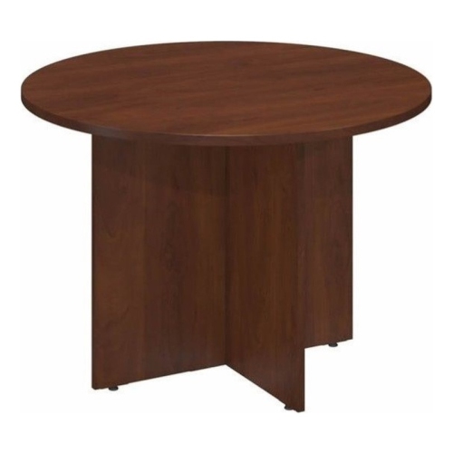 BBF 42W Round Conference Table With Wood Base In Hansen Cherry - Engineered Wood