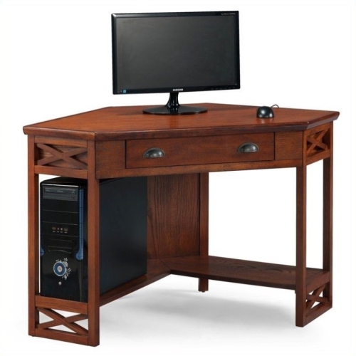 LEICK FURNITURE  Corner Computer Desk In Oak