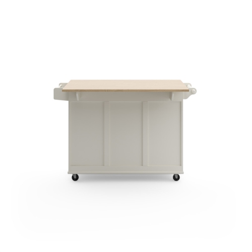 Homestyles Mobile Kitchen Island Cart with Wood Drop Leaf Breakfast Bar in White