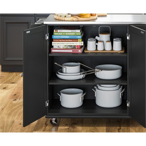 Homestyles Dolly Madison Wood Kitchen Cart in Black