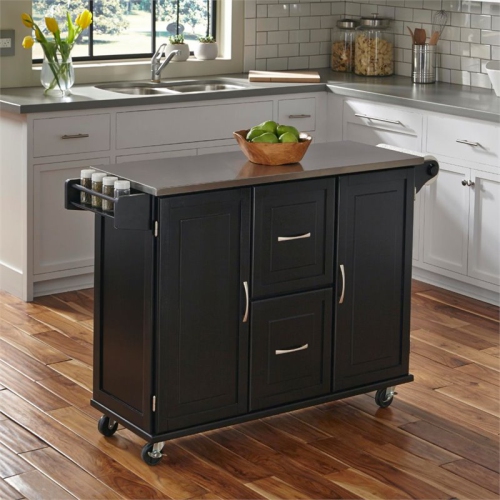 Homestyles Dolly Madison Wood Kitchen Cart in Black