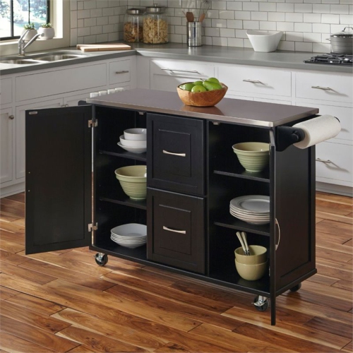 Homestyles Dolly Madison Wood Kitchen Cart in Black