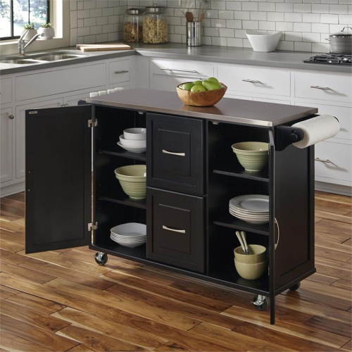 Homestyles Dolly Madison Wood Kitchen Cart in Black
