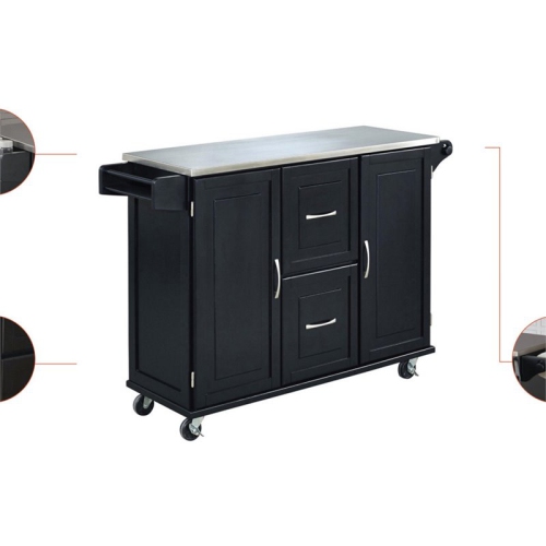 Homestyles Dolly Madison Wood Kitchen Cart in Black