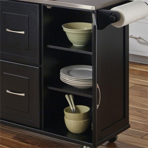 Homestyles Dolly Madison Wood Kitchen Cart in Black