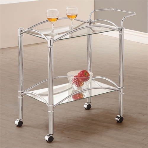 Coaster 2 Tier Glass Top Serving Cart in Chrome Best Buy Canada