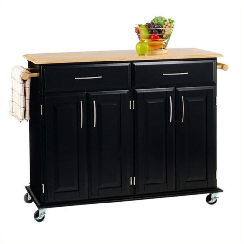 Homestyles Dolly Madison Wood Rolling Kitchen Cart in Black