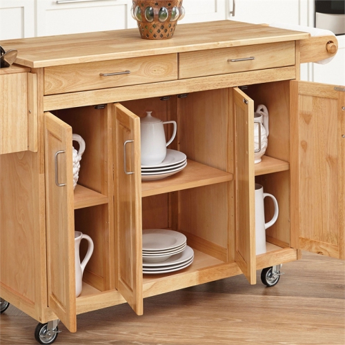 Homestyles General Line Wood Rolling Kitchen Cart in Brown