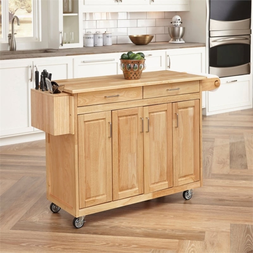 Homestyles General Line Wood Rolling Kitchen Cart in Brown