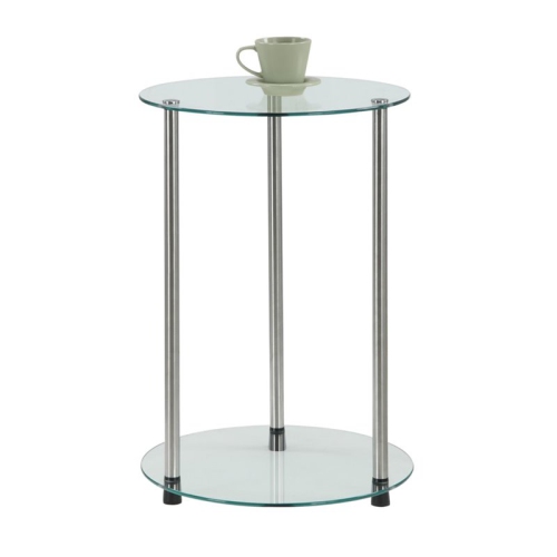 Convenience Concepts Designs2Go Round End Table with Clear Glass Shelves