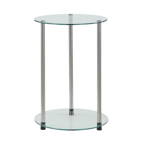 Convenience Concepts Designs2Go Round End Table with Clear Glass Shelves