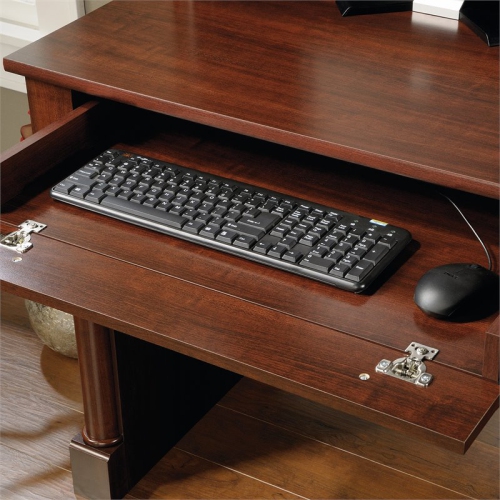 Sauder Palladia Contemporary Wood Computer Desk With Hutch in Cherry