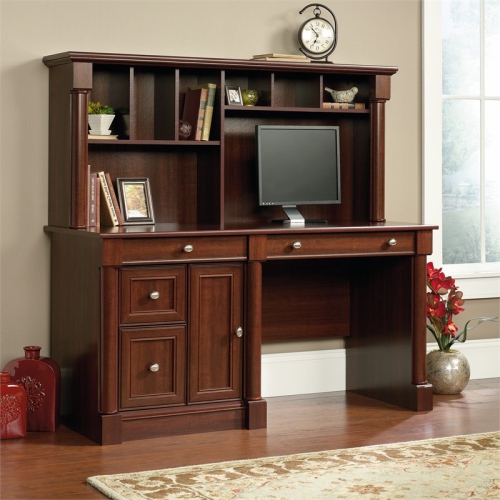 Sauder Palladia Contemporary Wood Computer Desk With Hutch in Cherry