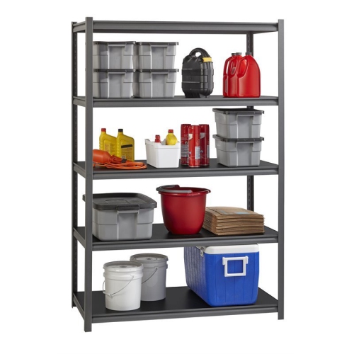 HIRSH INDUSTRIES LLC  3200 Riveted Metal Shelving 5-Shelf Unit 18Dx48Wx72H Gunmetal Gray/black Great material, little over priced but best buy not effected with supply chain issues
