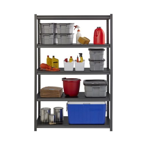 Hirsh 3200 Riveted Metal Shelving 5-Shelf Unit 18Dx48Wx72H Gunmetal Gray/Black