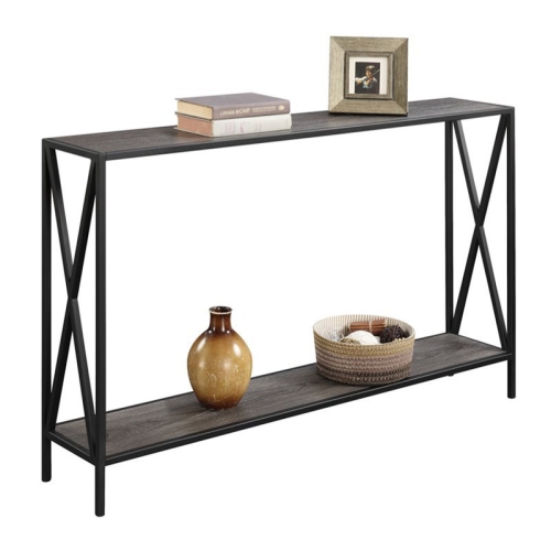 Convenience Concepts Tucson Console Table in Gray Wood Finish With Black Metal