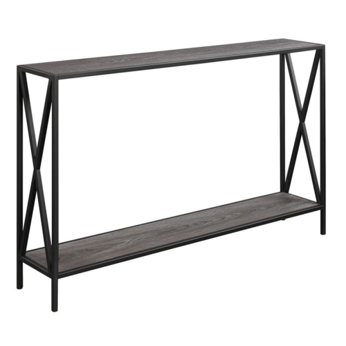 Convenience Concepts Tucson Console Table in Gray Wood Finish With Black Metal