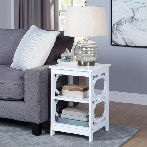 Convenience Concepts Omega Square End Table in White Wood Finish