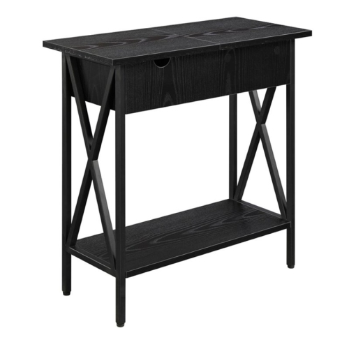 Convenience Concepts Tucson Electric Flip Top Table in Black Wood Finish