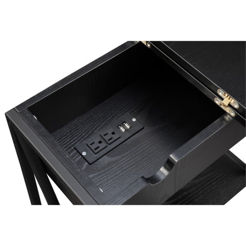 Convenience Concepts Tucson Electric Flip Top Table in Black Wood Finish