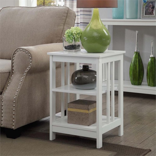 CONVENIENCE CONCEPTS  Mission Square End Table In Wood Finish In White