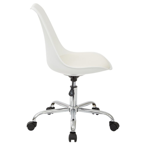 Emerson White Office Chair with Pneumatic Chrome Base