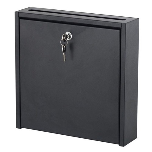 SAFCO  Small Wall-Mounted Mailbox With Lock In Black