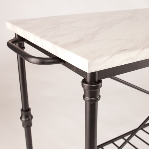 SEI Furniture Morenci Faux Marble Kitchen Island in Matte Black