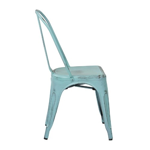 Office Star OSP Designs Armless Dining Chair in Sky Blue