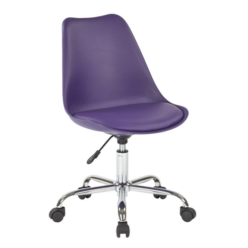 OFFICE STAR  Emerson Office Faux Leather Chair With Pneumatic Chrome Base In In Purple Best art task chair/ cat approved