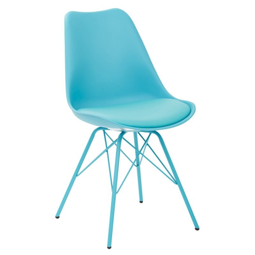 Emerson Side Chair with 4 Leg Base in Teal Blue Finish