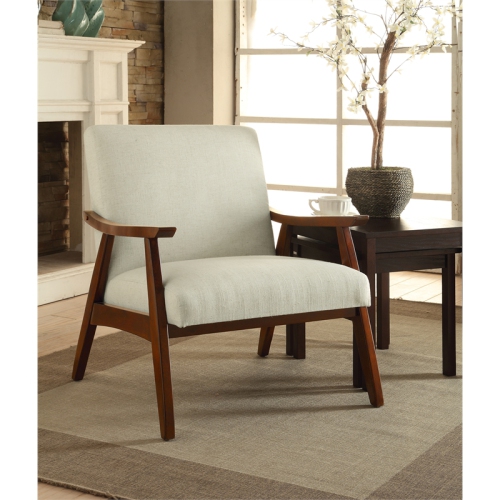 Davis Chair in Linen Beige fabric with Medium Espresso frame