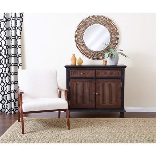 Davis Chair in Linen Beige fabric with Medium Espresso frame