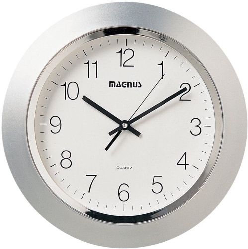 Dainolite Magnus 14" Round Wall Clock in Silver