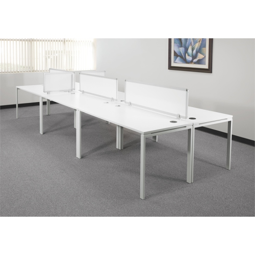 60 inch Writing Desk with White Laminate Top and White Finish Metal Legs