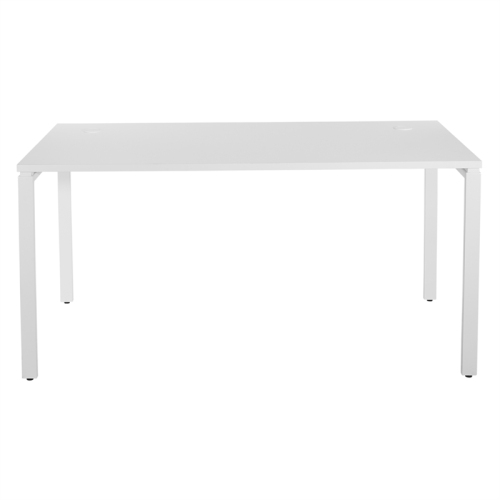 60 inch Writing Desk with White Laminate Top and White Finish Metal Legs