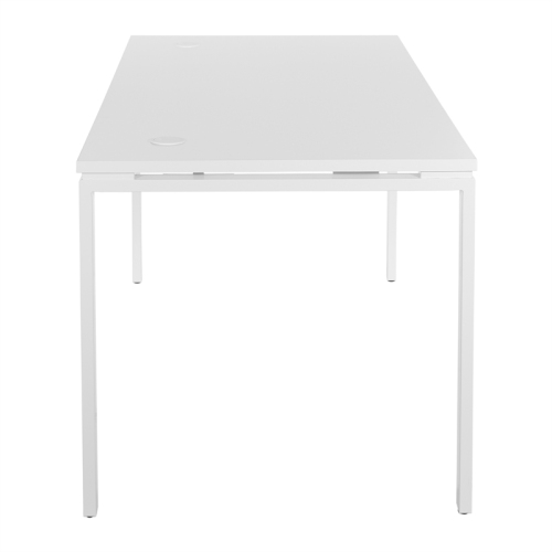 60 inch Writing Desk with White Laminate Top and White Finish Metal Legs