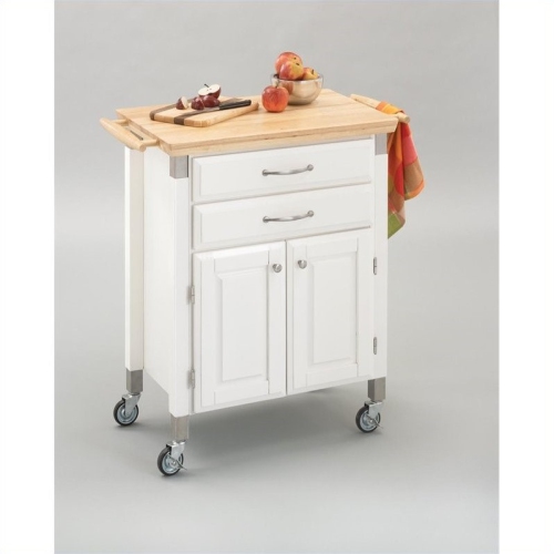 Homestyles Dolly Madison Wood Rolling Kitchen Cart in Off White