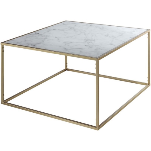 CONVENIENCE CONCEPTS  Coast Square Faux Marble Coffee Table In Metal In Gold