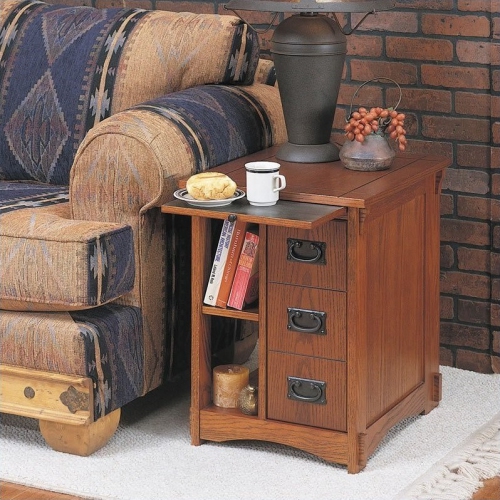 Linon Mission Oak Wood Cabinet Table in Brown