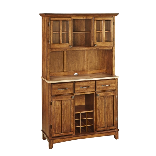 Homestyles Buffet of Buffets Wood Buffet with Hutch in Brown