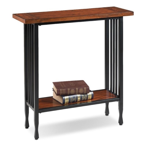 LEICK FURNITURE  Ironcraft Wood Console Table In Burnished Oak