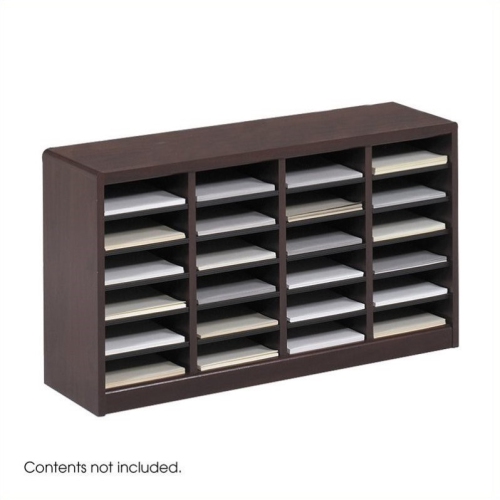 Safco E-Z Stor Mahogany Wood Mail Organizer - 24 Compartments