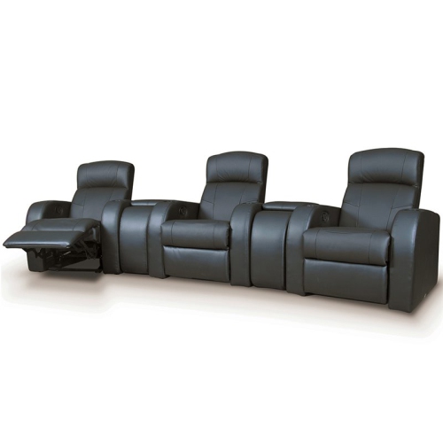 Coaster Cyrus Leather Home Theater Recliner in Black