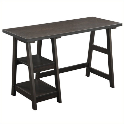 Convenience Concepts Designs2Go Trestle Desk in Espresso Wood Finish