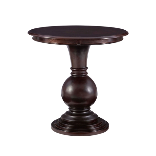 Linon Amalie Round Wood Accent Table in Espresso Brown